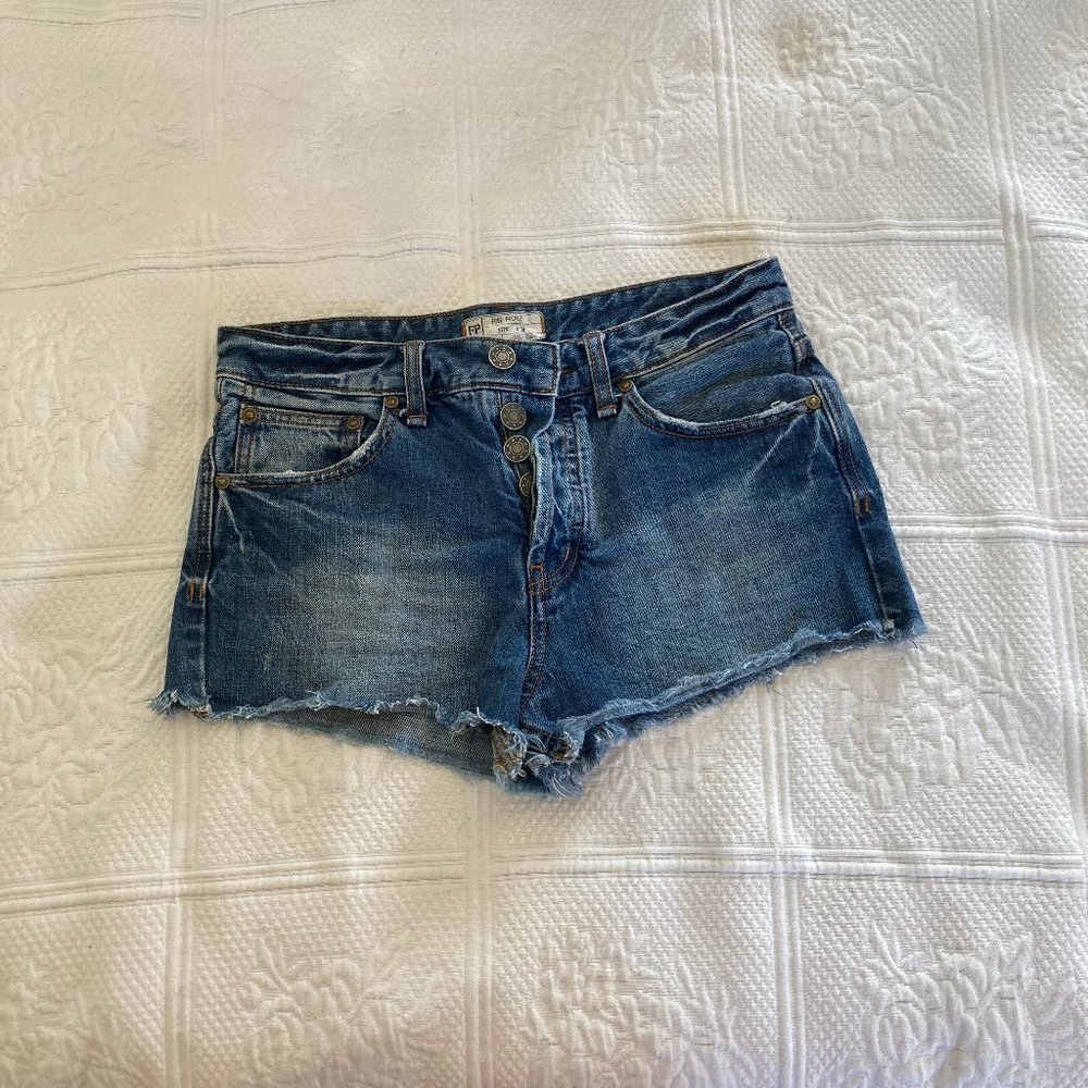 Free People Denim High Waisted Shorts